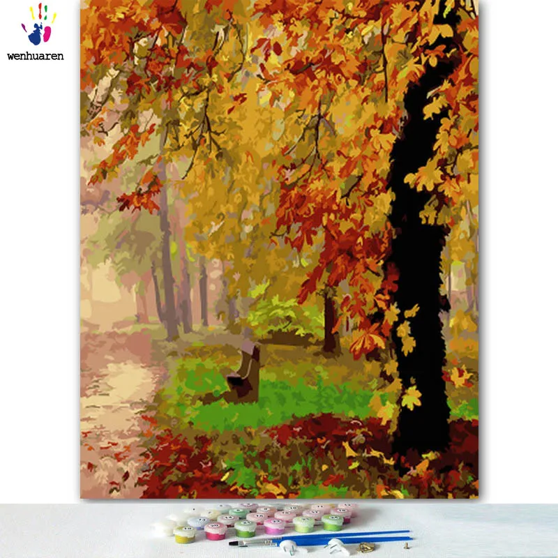 DIY картинки для раскраски по номерам с цветами декорации на дереве drawingpicture Рисование по номерам в рамке дома - Цвет: 100460