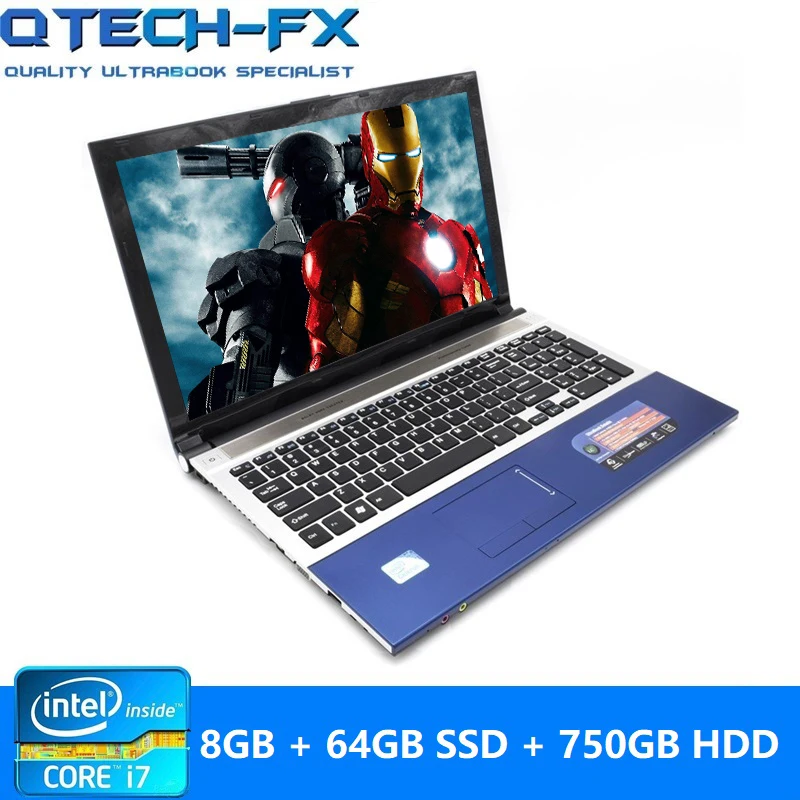 15," Core i7 игровой ноутбук 8 ГБ ОЗУ SSD 128 ГБ/64 ГБ+ 750 Гб/1 ТБ жесткий диск процессор Intel металлический арабский AZERTY Испанский Русский Клавиатура - Цвет: Black-64GSSD-750HDD