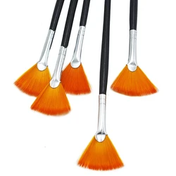Stylo de peinture Gouache, manche en bois, ensemble de 5 pièces, éventail de cheveux en Nylon, ensemble de pinceaux de peinture, fournitures d'art de dessin pour enfants étudiants 