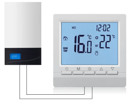 Programmable Gas Boiler Heating Temperature Regulator Hand Control Wireless AA Battery Thermostat with Kid Lock