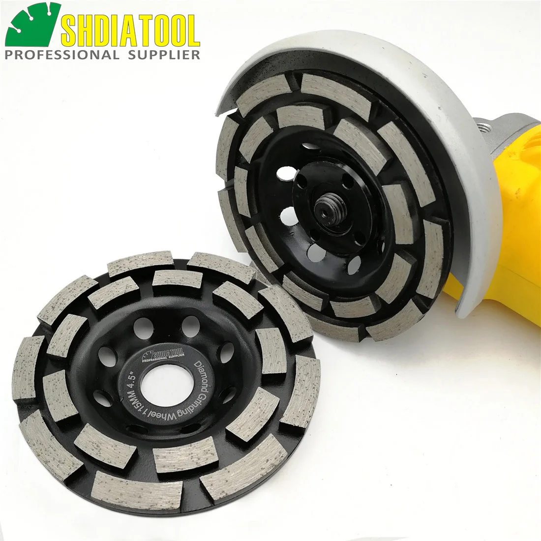 SHDIATOOL 2pcs Diameter 4"/100mm Diamond Double Row Grinding Cup Wheel Grinding Disc Abrasive Material Concrete Brick
