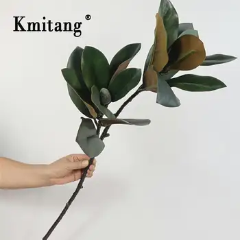 

82cm Large Artificial Magnolia Tree Branch Fake Plastic Plant Leaves Ficus Tree Foliage Tropical Green Plant for Home Decoration