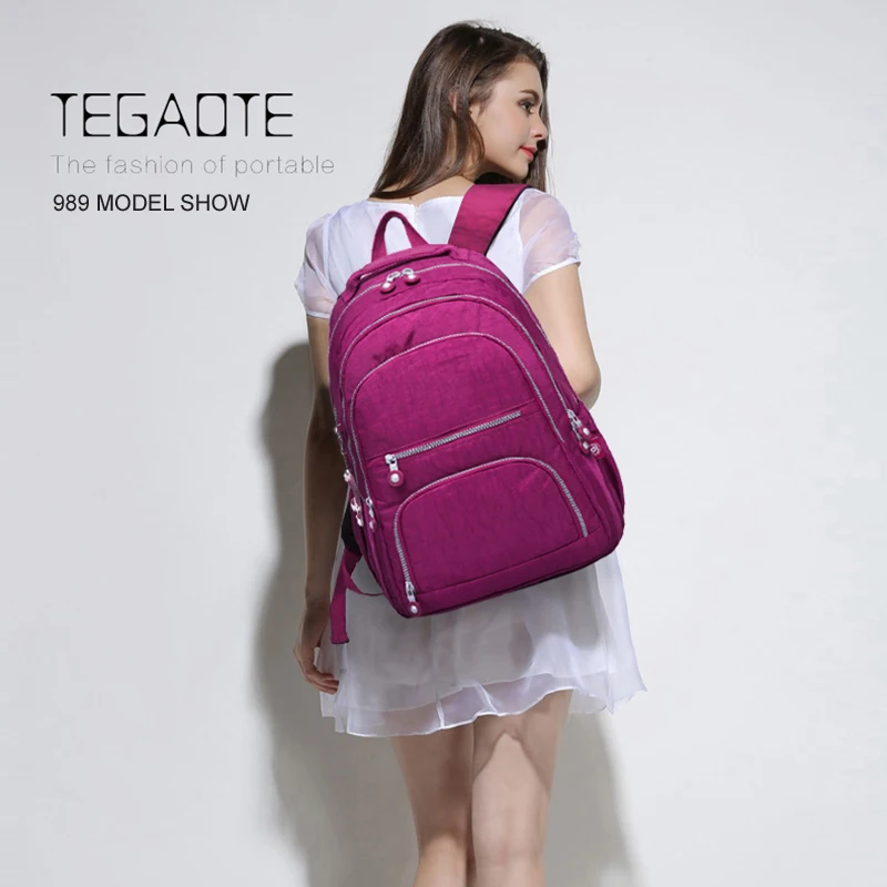 TEGAOTE Aesthetic School Backpacks for Teenagers Girl 2024 Nylon Waterproof Travel BackPack Purse Women Laptop Bagpack Mochila 5