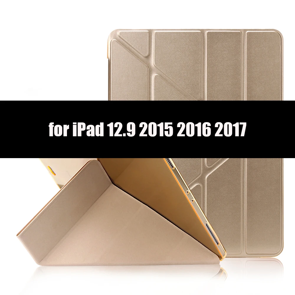 Чехол для iPad Pro 12,9, умный чехол, Магнитный чехол из искусственной кожи+ Мягкий ТПУ чехол-книжка для iPad Pro 12,9 - Цвет: Gold-1