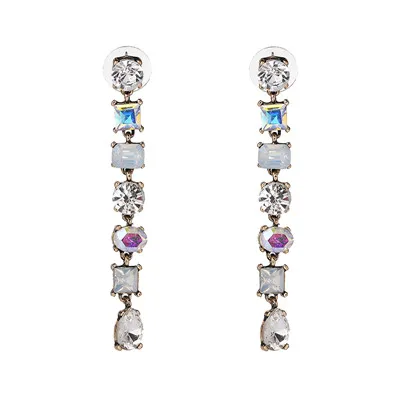 JURAN Hot Brand Bling Mixed Color Crystal Drop Earrings for Women Rhinestone Fashion Jewelry Bridal Party Wedding Earrings Gifts - Окраска металла: D3504WH