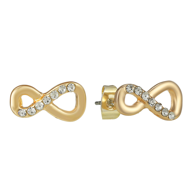 Offer 29 Styles  Infinity Stud Earring Clear CZ Fit Brand Earrings for Women Wedding Jewelry Dropshipping