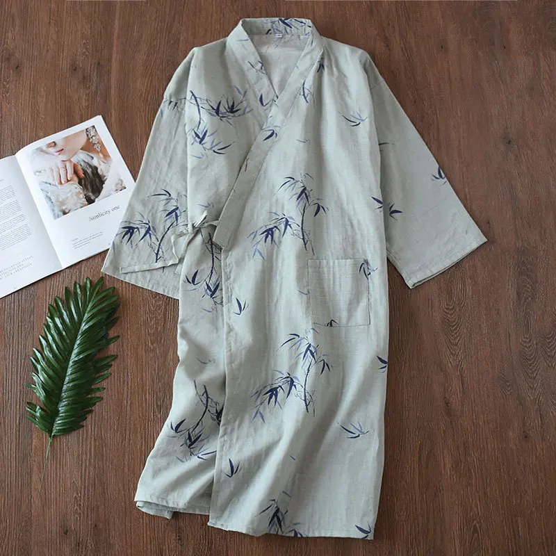 Cotton Bathrobe Spring Summer Guaze Couple Male Female Kimono Japanese Style Nightwear Daily Casual Home Lounge