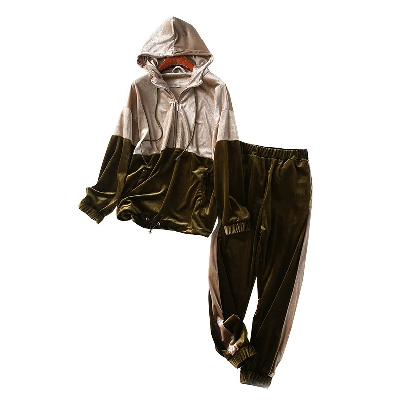 

One's Loose-Fit Joint Goose down Hooded Pullover Hoody Elastic Waist Gymnastic Pants Set Entity