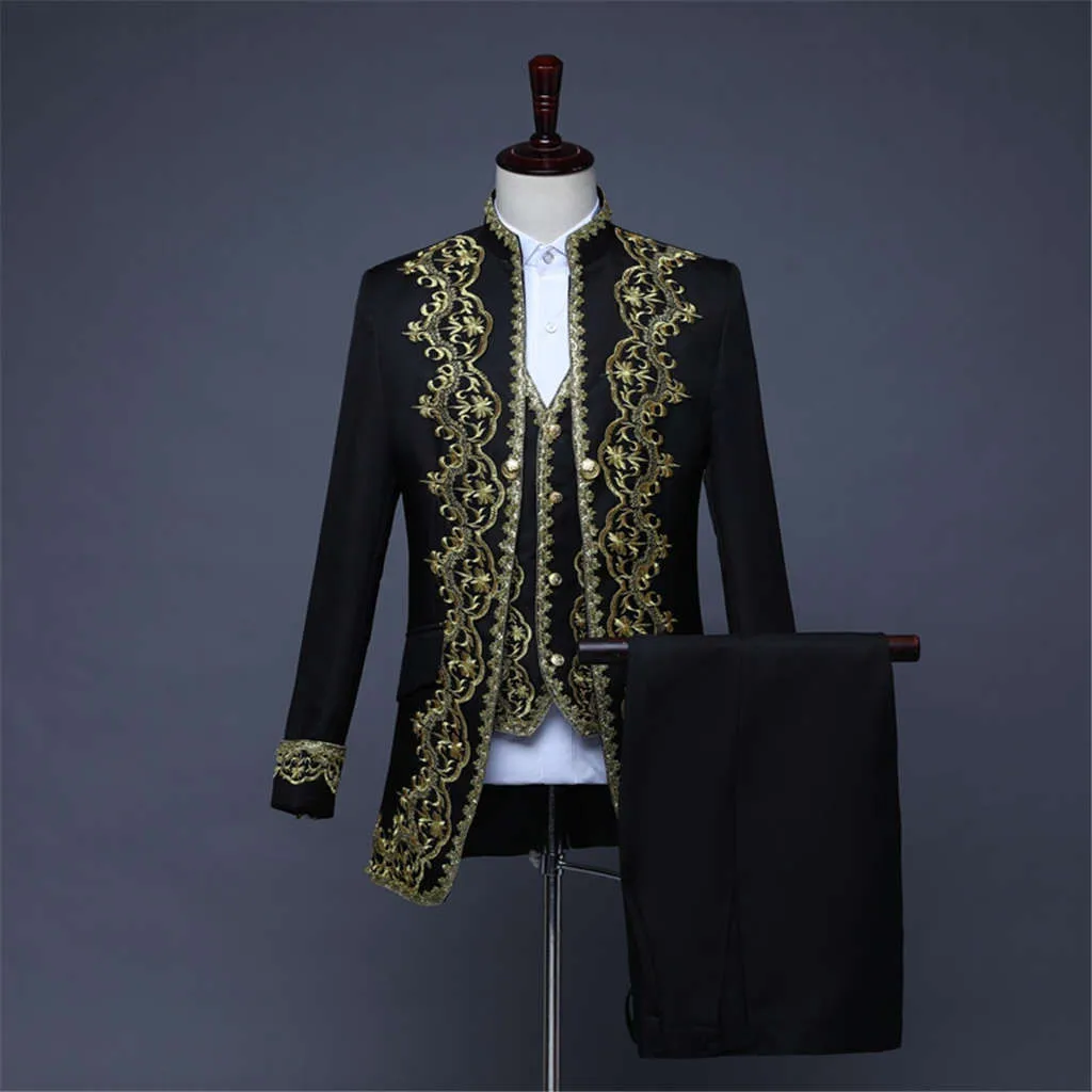 Мужской костюм в европейском стиле, Костюм Принца, сценическая форма для выступлений, роскошная мужская одежда, Белый Английский стиль