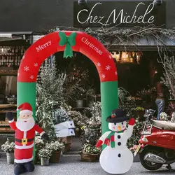 Arco inflable de Navidad de 2,4 m, patios de dibujos animados 3D, con Papá Noel, muñeco de nieve, para Navidad, fiesta de año nuevo, tienda, Patio, jardín, decorar