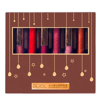 

6pcs Long-lasting Moisturizer Nutritious Matte Glitter Lip Gloss Lip Glaze Makeup Tools Liquid Lipstick Birthday Present