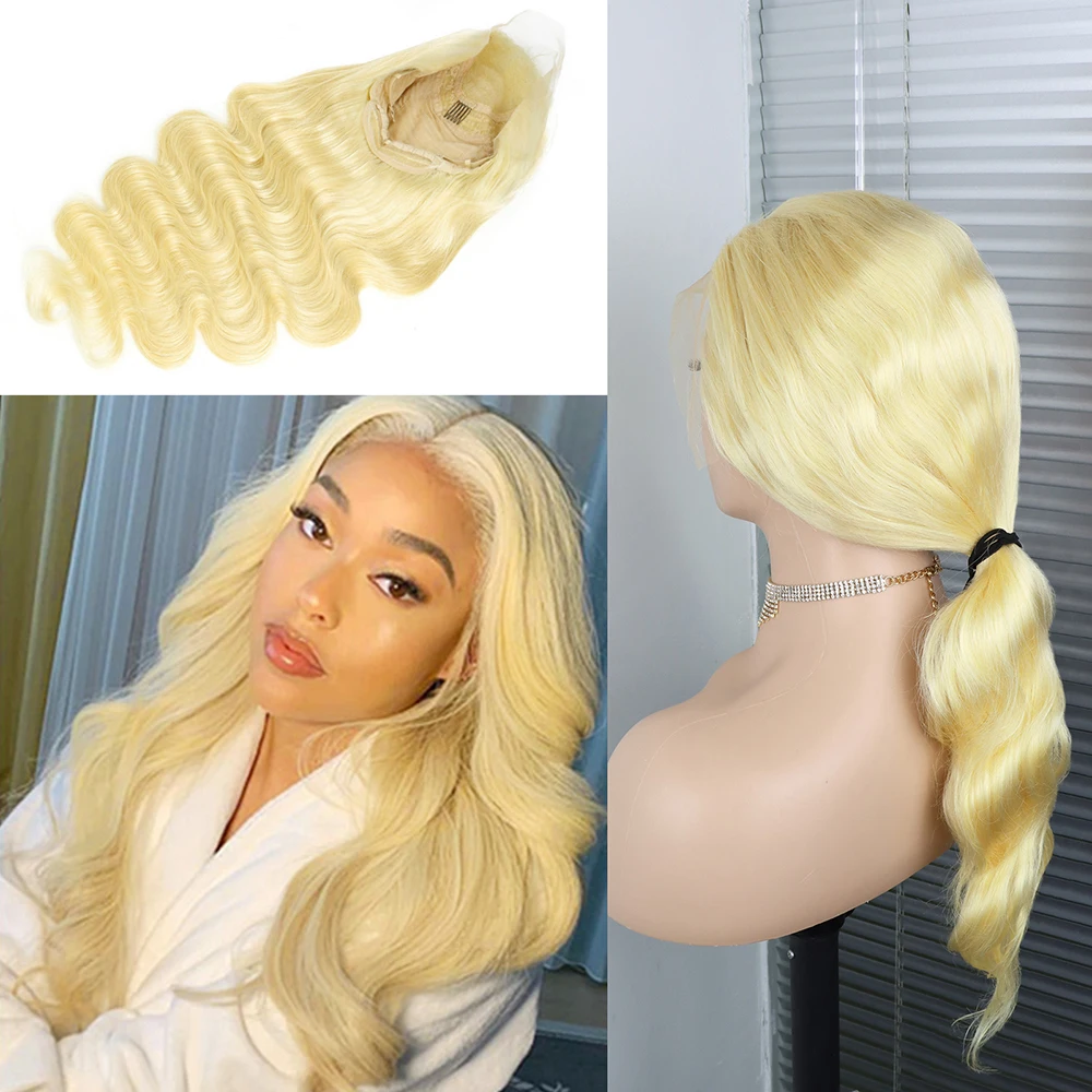 Peluca Blonde Lace Long Front Hair Wig Pre Plucked Transparent Body Wave Remy Brazilian Human Hair Wigs For Black Women Peru