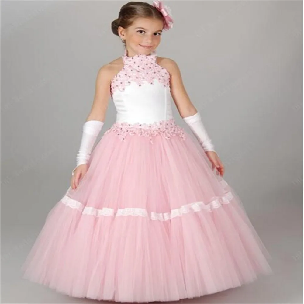 Великолепное платье с цветочным узором для девочек милое платье из тюля без рукавов с открытой спиной для девочек, детские торжественные платья для причастия, дня рождения - Цвет: Picture color