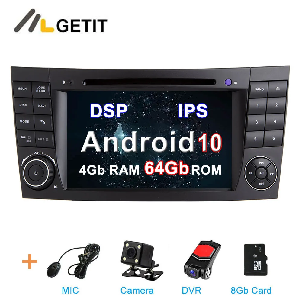 Ips DSP Android 10 Автомобильный DVD стерео Мультимедийный Плеер для Mercedes/Benz W211 W209 W463 W219 с радио WiFi BT gps - Цвет: 4G CAMERA-DVR-SD-DSP