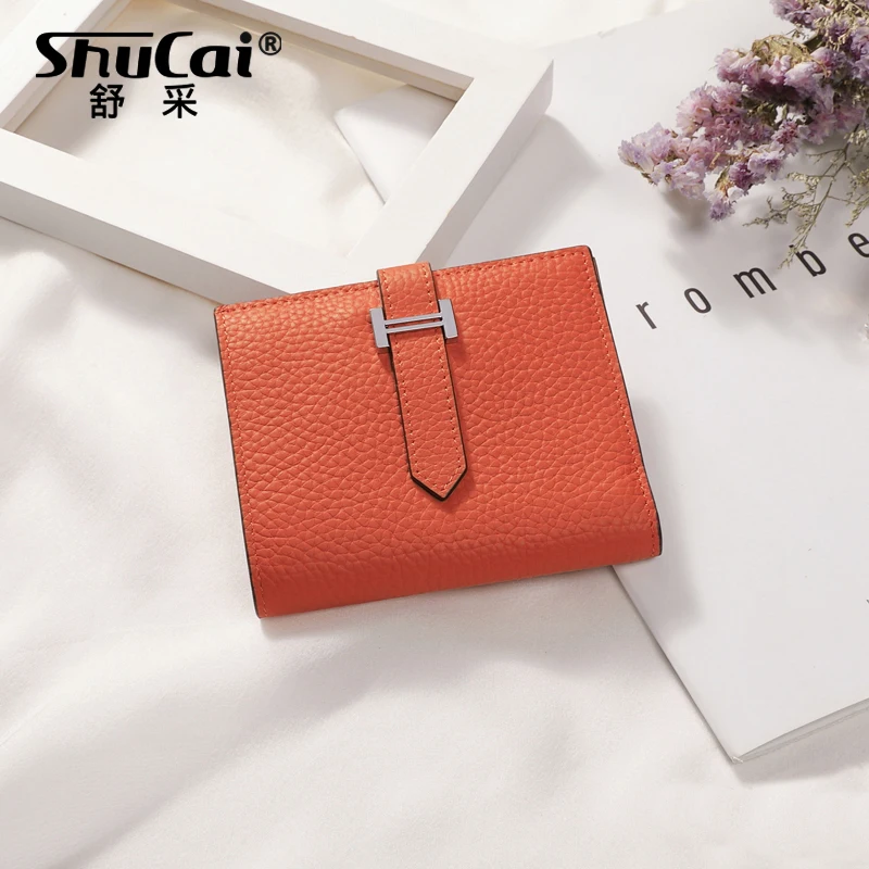 

2019 Genuine Leather Women Wallet Hasp Small and Slim Coin Pocket Purse Women Wallets Cards Holders Luxury Brand Wallets Designe
