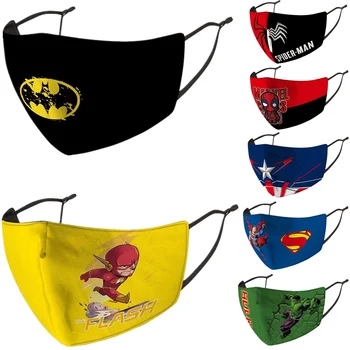 

Superhero Iron Man Batman The Flash Hulk Deadpool Captain America Cosplay Face Mask Kids Dust Protection Masks Prop