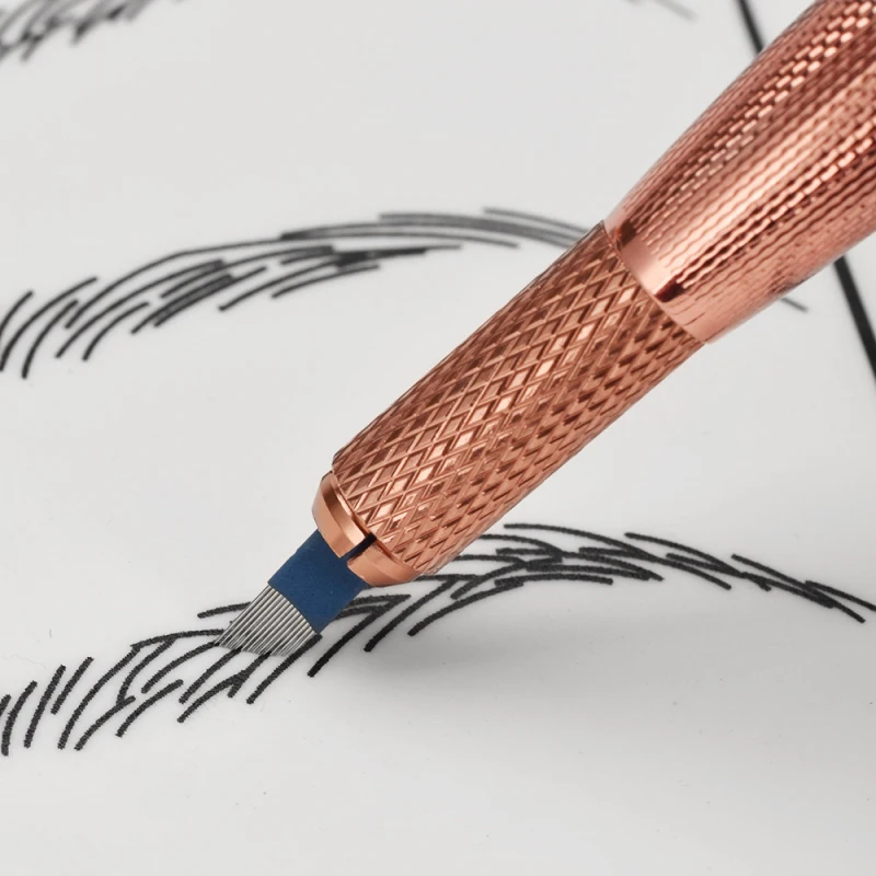 Rose gold 3D бровей вышивка губ Munsu Tebori с бриллиантом бровей Ручной ручка микроблейдинг татуировки машина для перманентного макияжа инструмент - Цвет: Rose gold