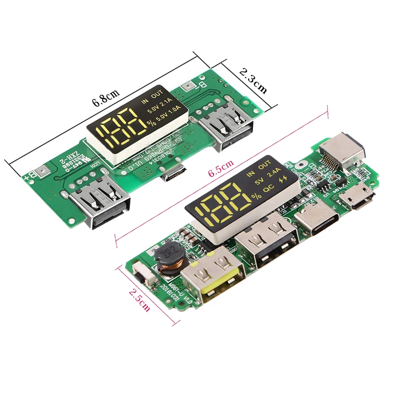 Светодиодный двойной USB 5 В 18650 а Micro/Type-C внешний аккумулятор модуль зарядки