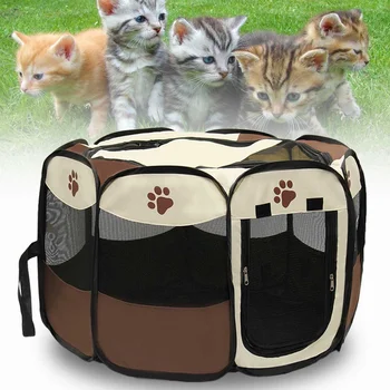 

Portable Folding Pet Tent Dog House Octagonal Cage For Cat Tent Playpen Puppy Kennel Easy Operation Fence Outdoor Big Dogs House