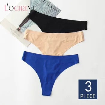 

Logirlve 3pcs / Lot Hot Sale Sexy Women Underwear High Quality No Trace One Piece Thong Multi-Colors Underpanty Free Shipping