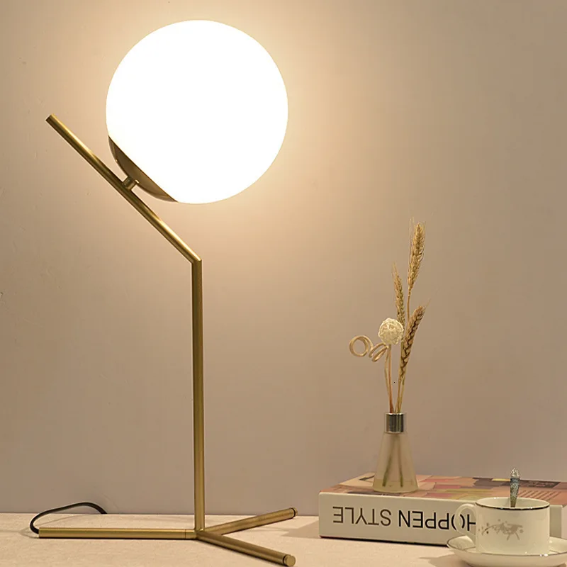 

Nordic bedside glass ball table lamp study bedroom glass lamp lamps