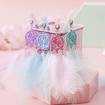 

4 Pcs/set Cute 0.5/0.7mm Dream Unicorn Feather Pendant Press Automatic Mechanical Pencils for Kids Girls Gifts School Stationery