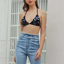 Новые женские летние пикантные Блестки без спинки без бретелек топы жилет бюстгальтер блузка Одежда для клуба Блестящие Блестки кроп топы бикини бюстгальтер