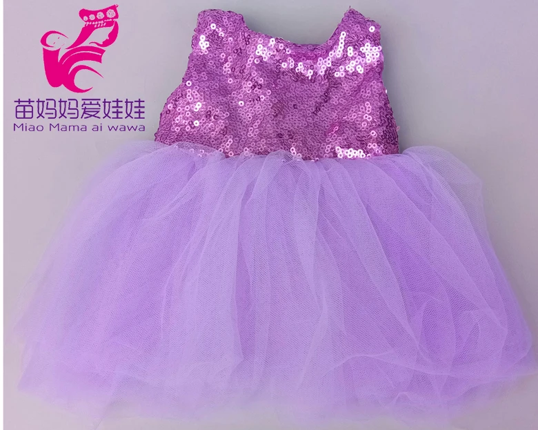 Кукольное платье, подходит для 43 см, одежда для новорожденных, 18 дюймов, американская кукла, фиолетовое кружевное платье, Детский Рождественский подарок - Цвет: A15