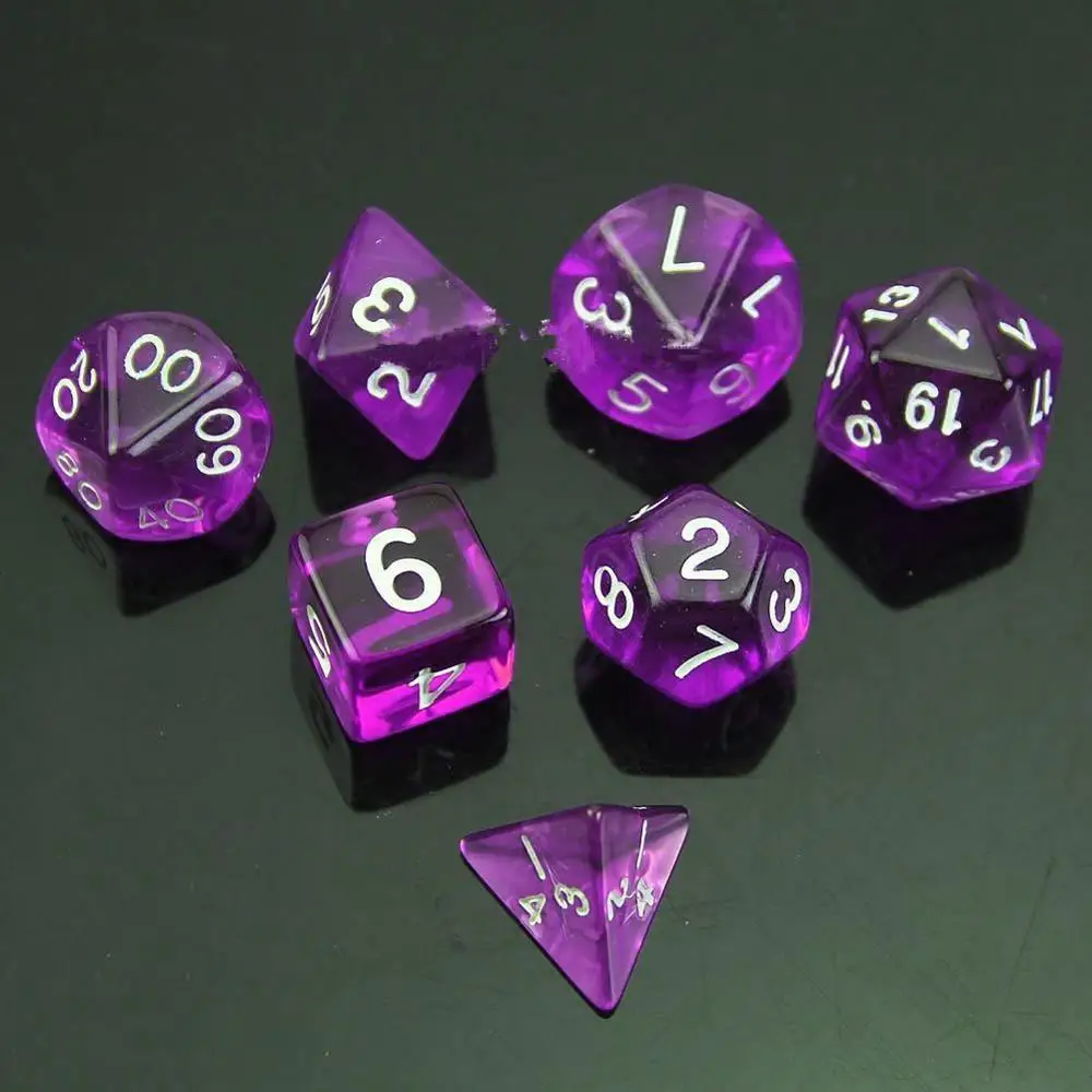 7pcs Purple 10 шт Игровой Набор кубиков шестигранный децидер для игры в ролевые игры, стандартные азартные игры, белый кубик, забавный игрушечный инструмент - Цвет: 7pcs Purple
