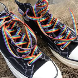 Lacets colorés pour chaussures en toile, 1 paire, dégradé arc en ciel, plat, couleur chromatique, accessoires de chaussures assortis 