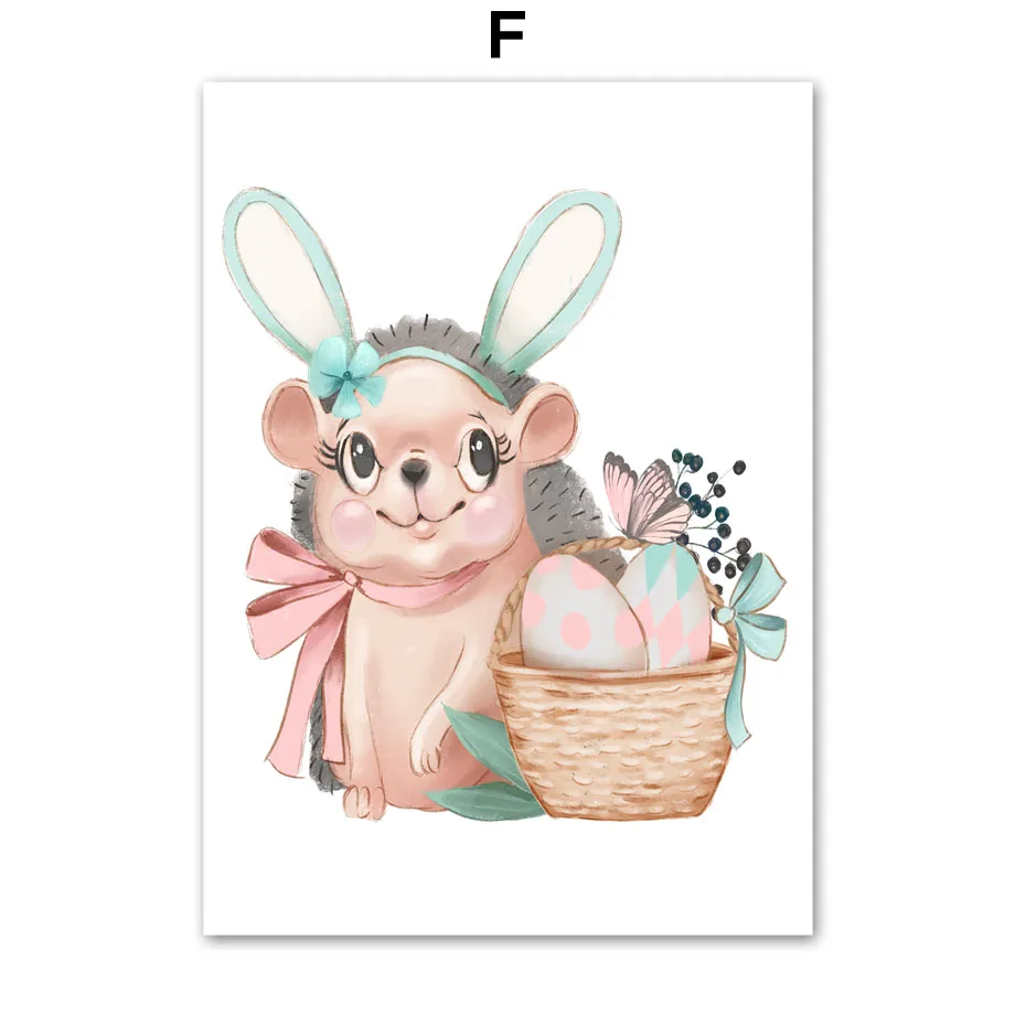 Easter-Eggs-Bunny-Duckling-Girl-Flowers-Nordic-Posters-And-Prints-Wall-Art-Canvas-Painting-Wall-Pictures (8)