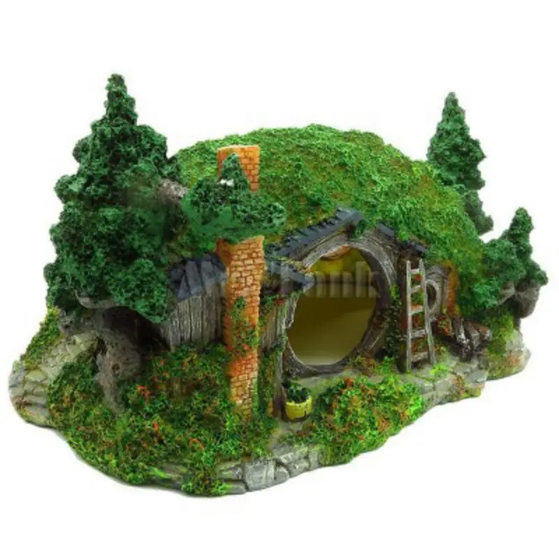 

Resin Dwarf House Aquarium Feeding Box Creative Fish Tank Ornament Decor Lizard Turtle Terrace Spider Hiding Box Pet Supplies