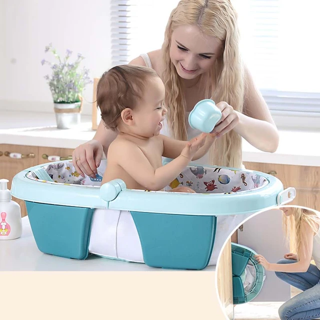 Bañera plegable para bebés, bañera portátil para niños, barril de baño para  bebé, fácil de almacenar, espacio de baño plegable que puede ser grande o