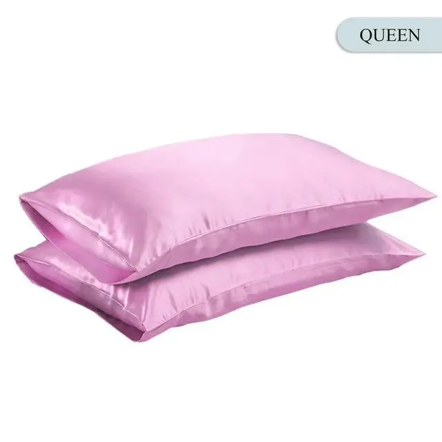 UK Queen Pink 37 queen/KING Шелковый атласный чехол для подушки, постельные принадлежности, гладкий домашний чехол, белый, черный, серый, хаки, небесно-голубой, розовый, серебристый - Цвет: UK Queen Pink