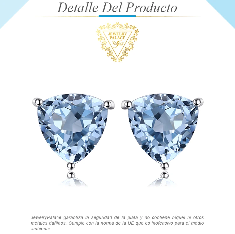 JewelryPalace Triangle Genuine Amethyst Stud Earrings 925 Sterling Silver Earrings For Women Korean Earings Fashion Jewelry