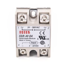 3-32vdc a 24-380vac SSR-40DA módulo de relé de estado sólido SSR-40 da ssr 40a para o transformador de tensão do controlador de temperatura pid