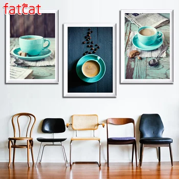 

FATCAT Green coffee cup 5D Diy Diamond Painting triptych full square round drill mosaic diamond embroidery sale decor AE1742
