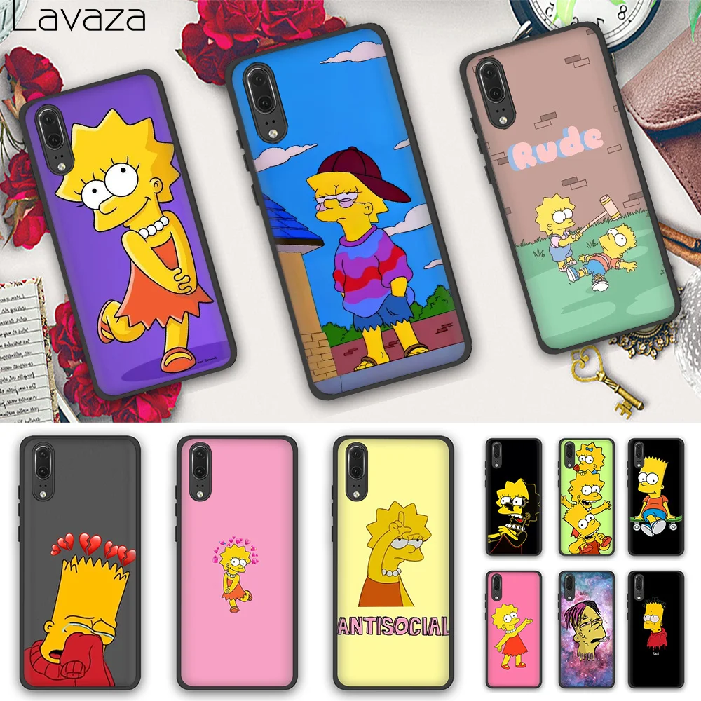 Мягкий силиконовый чехол Lavaza Bart и Lisa Simpson для Huawei P10 P20 P30 Lite Pro Y5 Y6 Y7 Y9 Prime 2018/2019 |
