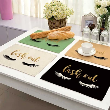 

Color Eye Lash Letter Pattern Cotton Linen Pad Dining Table Mats Coaster Bowl Cup Mat Pattern Kitchen Placemat Home Decor ML0017