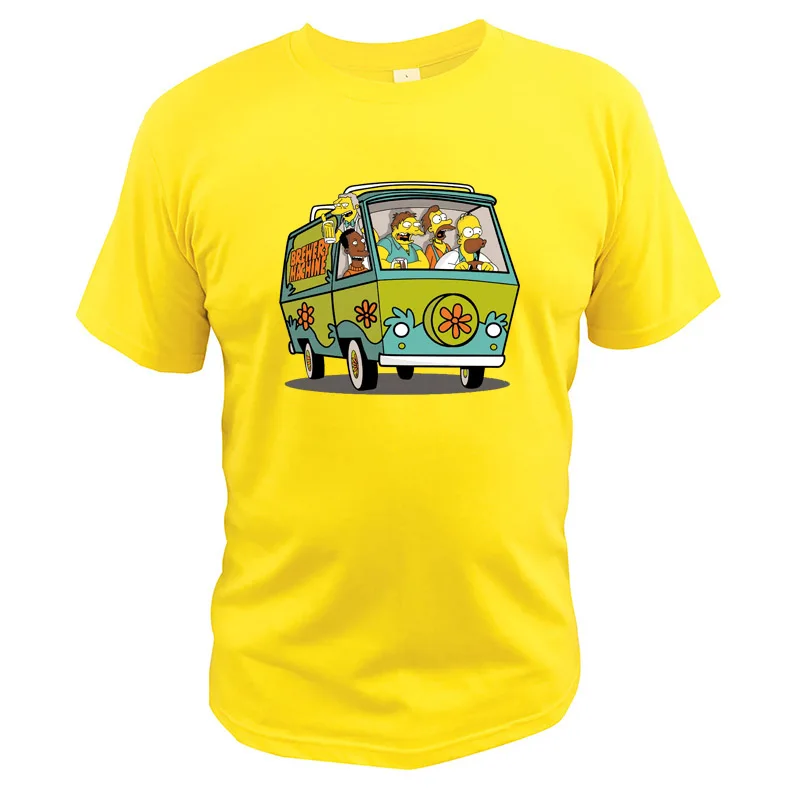 Футболка Симпсон, хлопок, цифровая печать, высокое качество, Забавные футболки Sitcom с вырезом лодочкой, топы, европейский размер - Цвет: Цвет: желтый