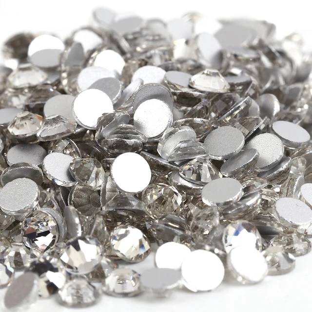 Top quality SS3-SS40 Clear Crystal White 3D Nail Art Decoration rhinestones  Silver Flatback Rhinestones Glitter Gems