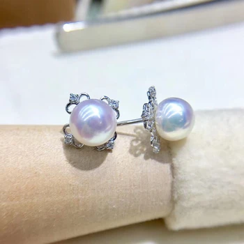 

925 Sterling Silver Earrings Settings Findings Stud Earrings Mountings Parts Mounts for Pearl Jade Corals Stones Beads