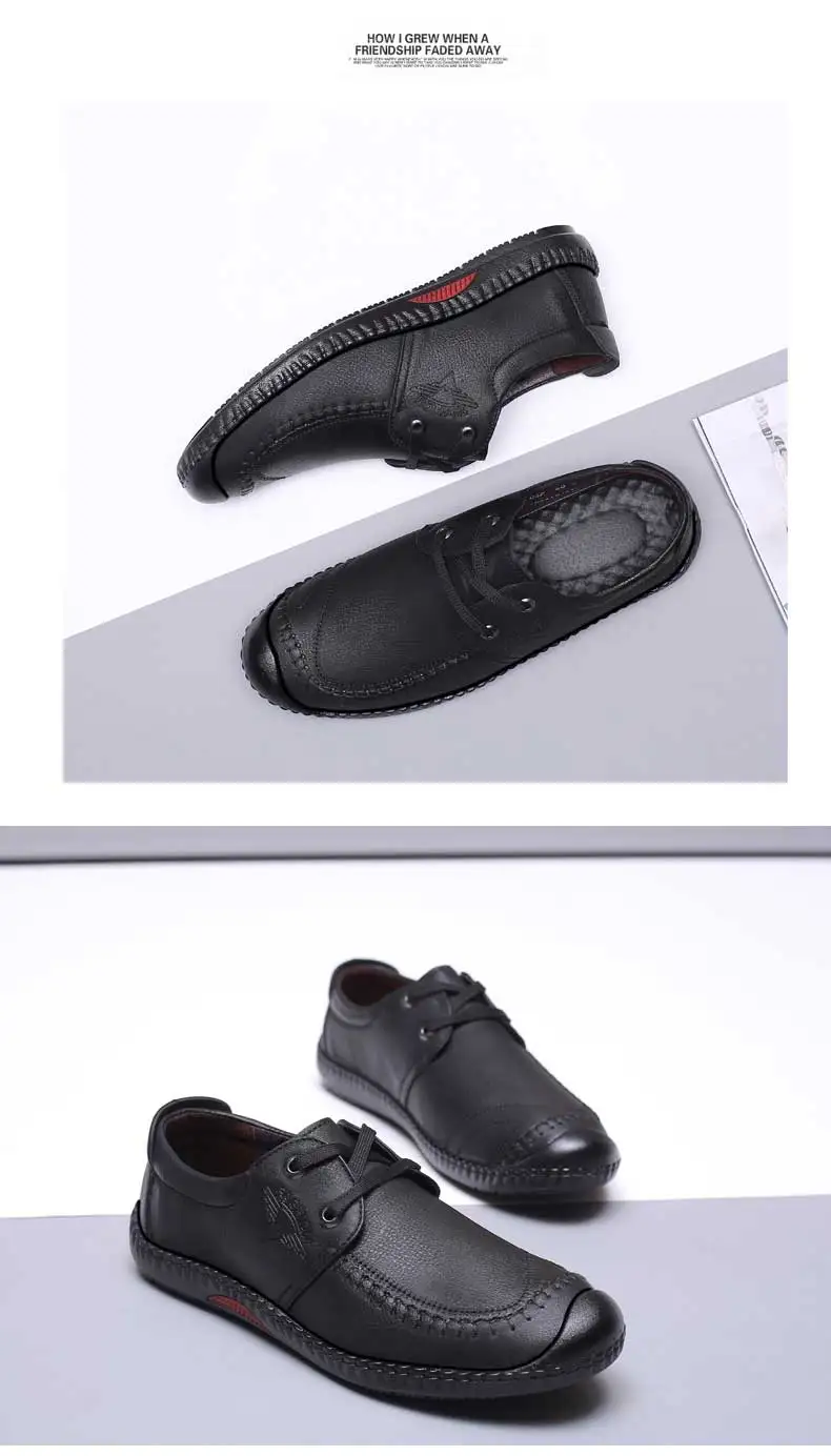 Mens Leather loafers boat shoes None-Slip Lace-up comfortable outdoor sports shoes spring autumn ankle boots (20)