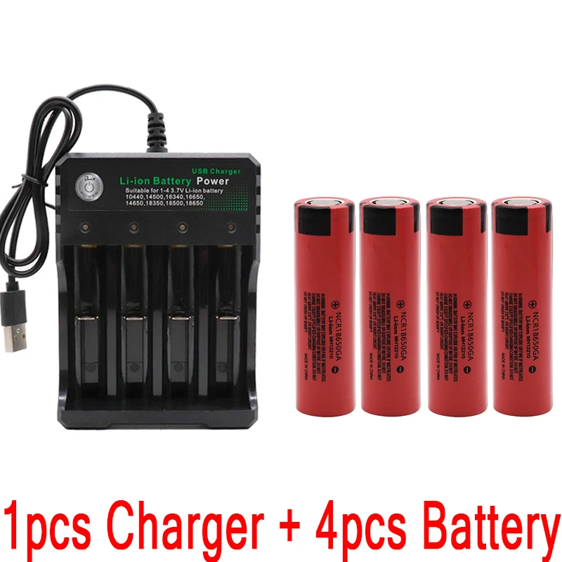 Белый NCR 18650GA 30A разрядка 3,7 V 3500mAh 18650 аккумуляторная батарея+ USB зарядное устройство - Цвет: Белый
