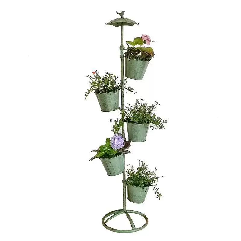 

Vintage Iron Multi-layer Flower Stand Balcony Succulents Pot Plant Pot Stand Gardening Pots and Baskets Farmhouse Home Decor