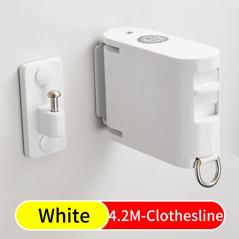 Вешалка для одежды комнатный, уличный, настенный подвесной коврик для ванной комнаты невидимая Выдвижная веревка для белья Сушилка квадратная черная - Цвет: White