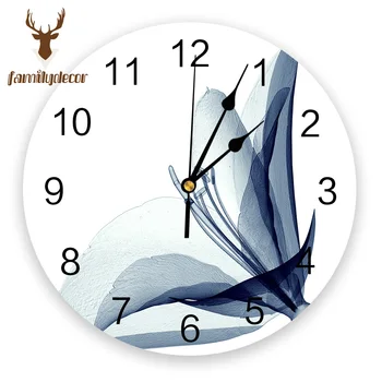 

Plant Reproduction Image Printed PVC Wall Clock Modern Design Home Decor Bedroom Silent O'clock Watch Wall For Living Room