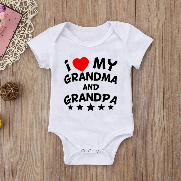 

I Love My Grandma and Grandpa Summer Newborn Baby Jumpsuit Unisex Short Sleeve Bodysuit Romper Funny Jumpsuit Infant Colthing