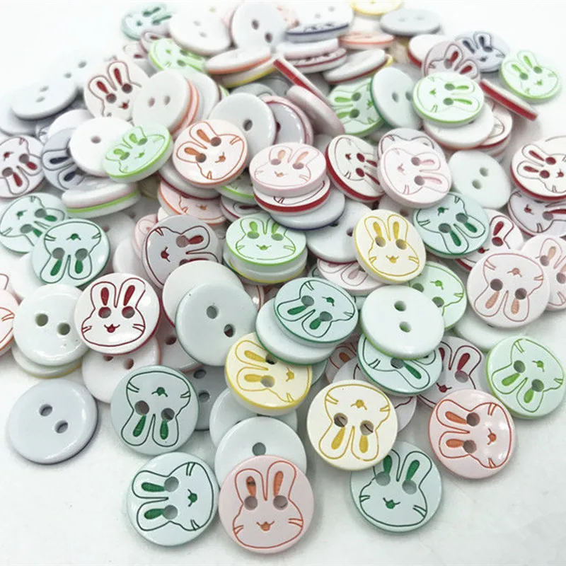 DIY-200pcs-Resin-buttons-rabbit-Pattern-Mixed-color-sewing-Scrapbooking ...