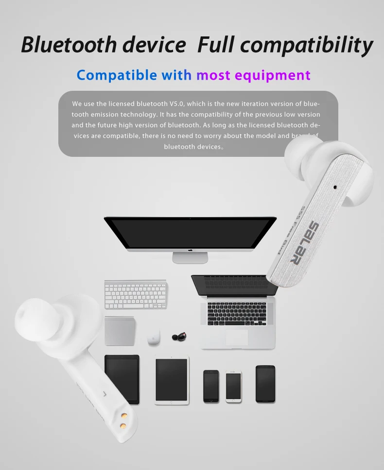 Salar S55 Bluetooth 5,0 наушники беспроводные наушники Blutooth наушники Handsfree спортивные наушники игровая гарнитура для телефона